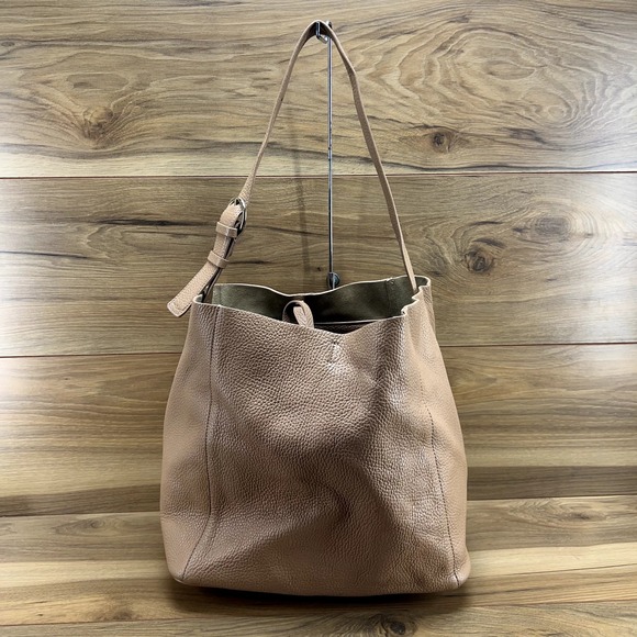 Frances Valentine Handbags - Frances Valentine Nude Beige Pebble Leather Bucket Hobo Bag